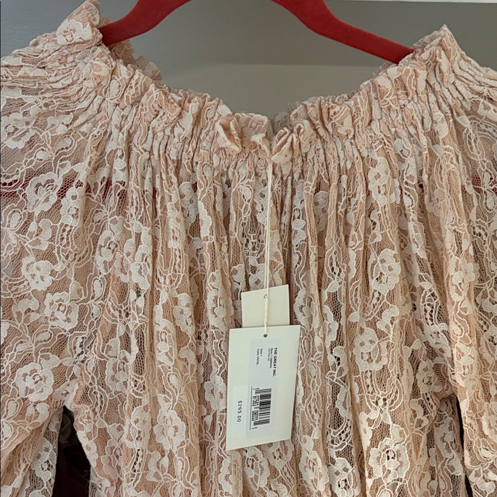 Elegant Lace Off-Shoulder Top pale pink